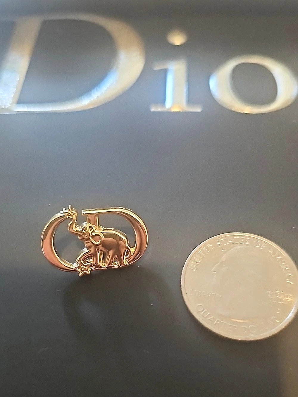 Dior Gold-Tone C.D. ELEPHANT Pin/ Brooch